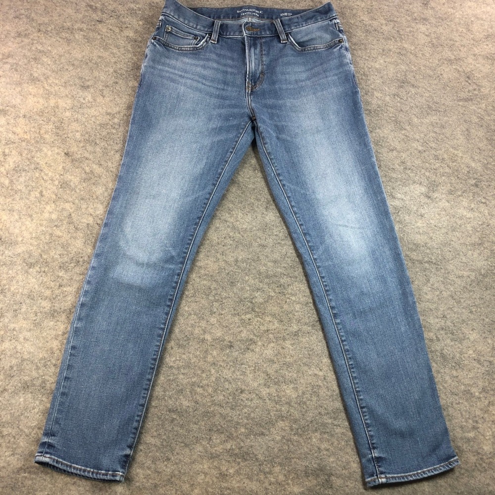 Banana Republic Travel Jean Mens 32x32 (Fits 32x31) Blue Slim Fit Jeans Office